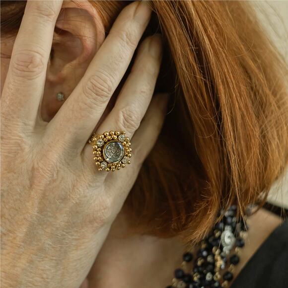 VIRGINS SAINTS & ANGELS VSA Petite Cloister San Benito Ring Gold Size 7 - Picture 2 of 9